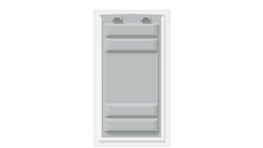 Locked front of white Endura Flap XL single flap.