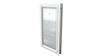 Closed white Endura Flap XL single flap, angled.