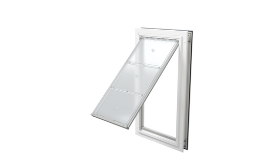 Open white Endura Flap XL single flap, angled.
