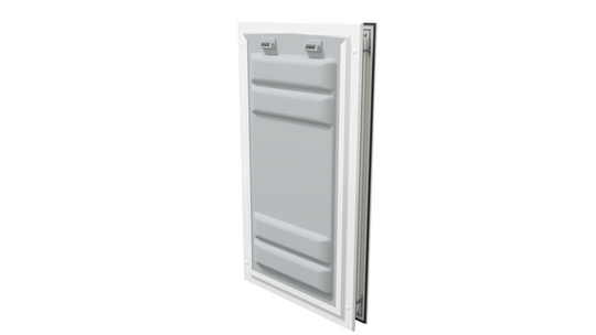 Locked white Endura Flap XL single flap, angled.