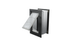 Angled view of an open, black Endura Flap single flap in wall dog door. This dog door in wall is a convenient pet door for wall.