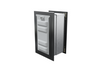 Angled view of a black endura flap pet door for wall with the locking cover. This secure wall dog door provides added safety for your pet door.