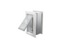 Angled view of an open, white Endura Flap single flap in wall dog door. This dog door in wall is a convenient pet door for wall