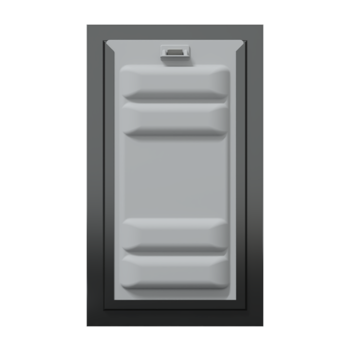 Front view of a black Endura Flap double flap wall mount pet door with the locking cover. This secure doggy door for wall offers enhanced insulation.