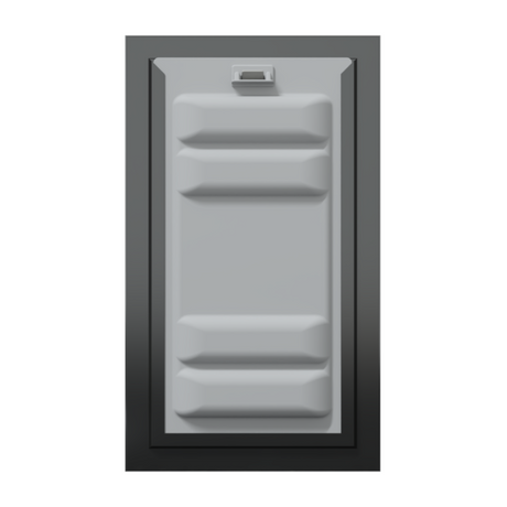 Front view of a black Endura Flap double flap wall mount pet door with the locking cover. This secure doggy door for wall offers enhanced insulation.