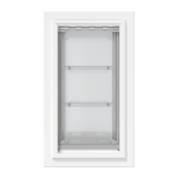 Front view of a white, double flap Endura Flap dog door for wall. Consider this large dog door for wall for excellent insulation.
