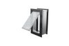 Angled view of an open, black Endura Flap single flap in wall dog door. This dog door in wall is a convenient pet door for wall.
