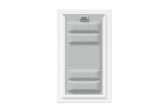 Front view of a white Endura Flap single flap wall mount dog door with the locking cover. This shows the security of this doggy door for wall.