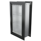 Angled view of a closed, black endura flap double flap wall mount pet door. This double flap dog door is one of the best dog doors for walls for insulation.