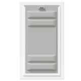 Front view of a white Endura Flap double flap wall mount pet door with the locking cover. This secure doggy door for wall offers excellent insulation.