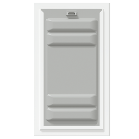 Front view of a white Endura Flap double flap wall mount pet door with the locking cover. This secure doggy door for wall offers excellent insulation.