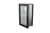 Angled view of a closed, black Endura Flap single flap wall mount dog door. Looking for the best dog door for your wall? Consider this endura flap dog door.