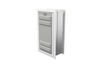 Angled view of a white endura flap pet door for wall with the locking cover. This secure wall dog door provides added safety for your pet door.