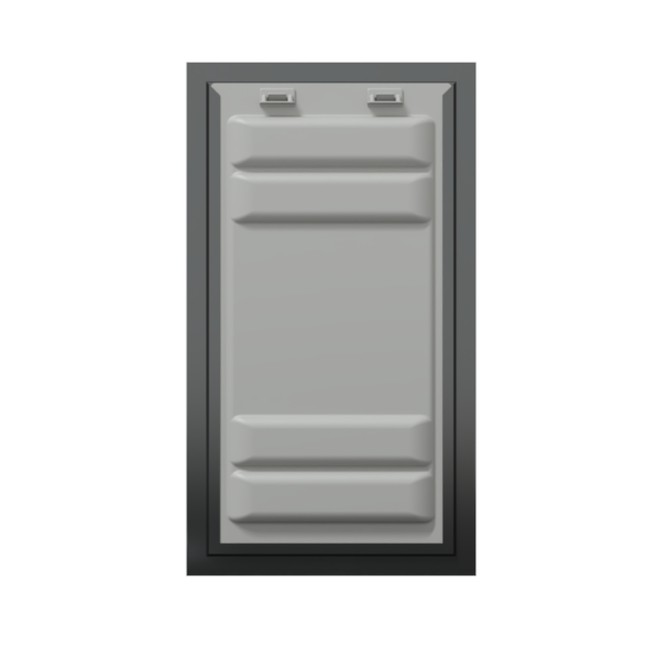 Front view of a black Endura Flap double flap wall mount pet door with the locking cover. This secure doggy door for wall offers enhanced insulation for large dog doors for walls.