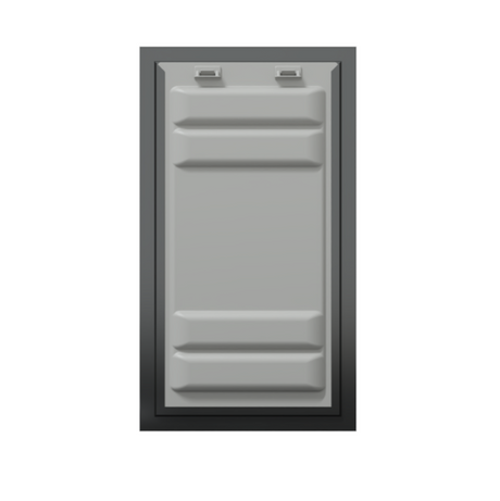 Front view of a black Endura Flap double flap wall mount pet door with the locking cover. This secure doggy door for wall offers enhanced insulation for large dog doors for walls.