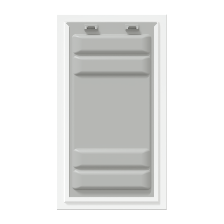 Front view of a white Endura Flap double flap wall mount pet door with the locking cover. This secure doggy door for wall is a best doggy door option for large dog doors for walls