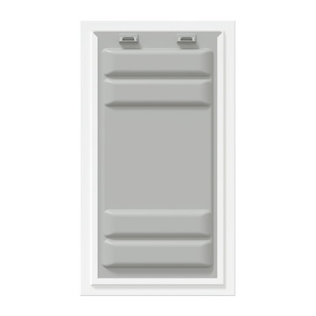 Front view of a white Endura Flap double flap wall mount pet door with the locking cover. This secure doggy door for wall is a best doggy door option for large dog doors for walls