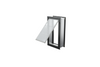 Angled view of an open, black Endura Flap single flap in wall dog door. This dog door in wall is a convenient pet door for wall.