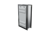 Angled view of a black endura flap pet door for wall with the locking cover. This secure wall dog door is a best dog door option for your pet door.