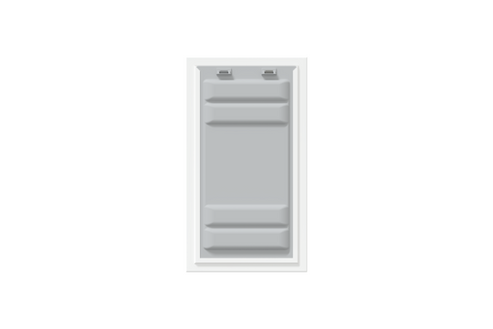 Front view of a white Endura Flap single flap wall mount dog door with the locking cover. This shows the security of this doggy door for wall.