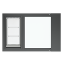 Front view of the black Thermo Sash 3e, a cat door for windows, emphasizing the clear and simple design that complements any window. This is a secure and reliable cat door in window solution.