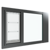 Thermo Sash 3e window pet door in black, emphasizing the sleek design of this cat window door and its seamless integration with sash windows. Features a secure and adjustable cat door for window.