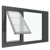 Black Thermo Sash 3e pet door for window, open view, showing the cat door for window and window cat door functionality. This insulated cat door is perfect as a cat door insert for sash windows.