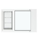 Front view of the white Thermo Sash 3e, a cat door for windows, emphasizing the clear and simple design that complements any window. This is a secure and reliable cat door in window solution.