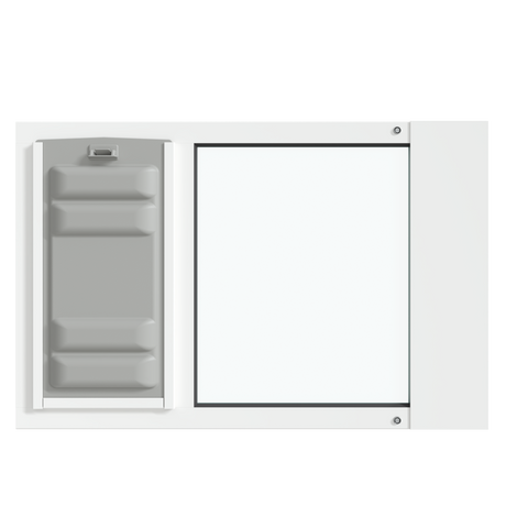 White Thermo Sash 3e cat door window insert, showcasing the locking cover feature for enhanced security. This window cat door offers both convenience and peace of mind.