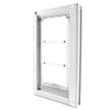 Side view of the Endura Flap Double Flap Door Mount in white