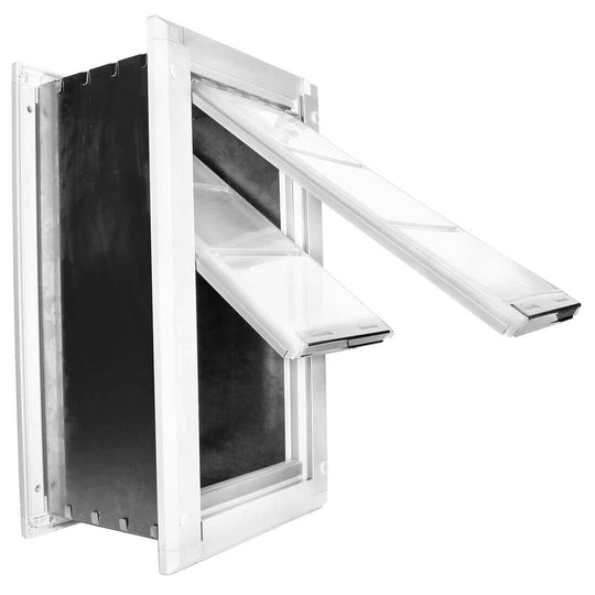 white endura double flap wall mount pet door
