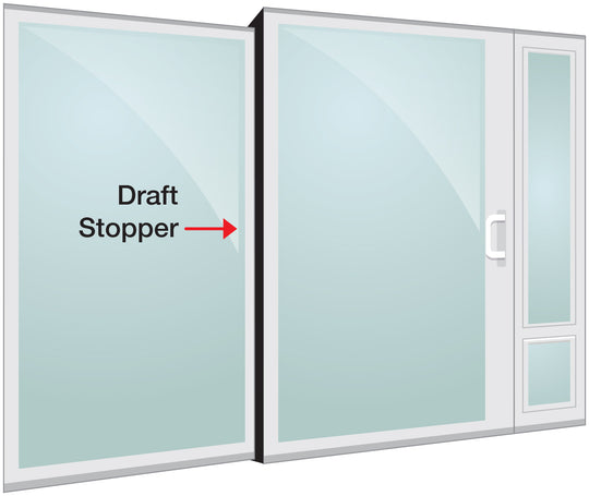 Draft Stopper weather stripping Mounts on the Trailing Edge of your Sliding Glass Door or Patio Door Frame