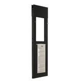 bronze horizontal sliding window cat door with locking cover on to keep critters out