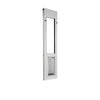 white sliding window cat door with tension fit into the window frame