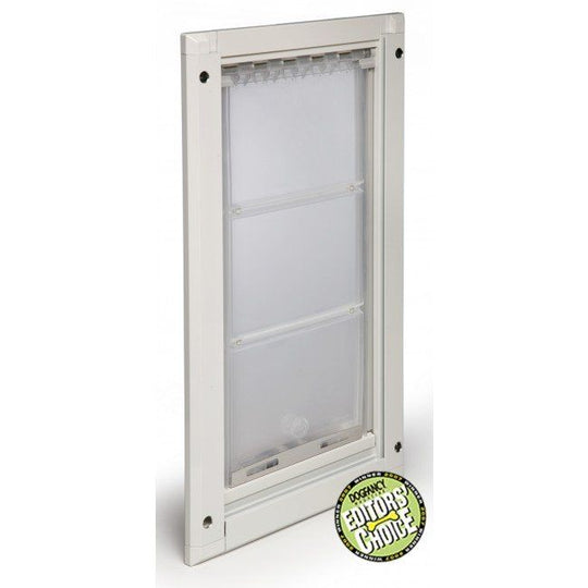 white angled view endura flap pet door - with dog fancy editor's choice award