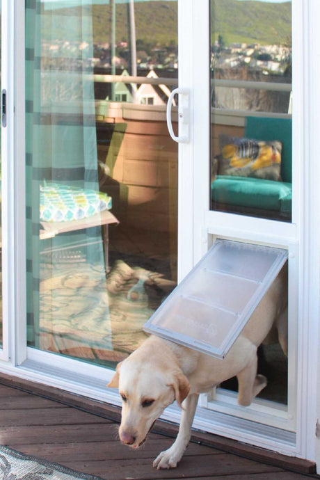 vinyl sliding doors with dog door panel from Endura Flap