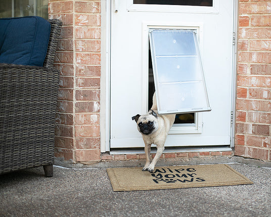 pug using endura flap door mount door