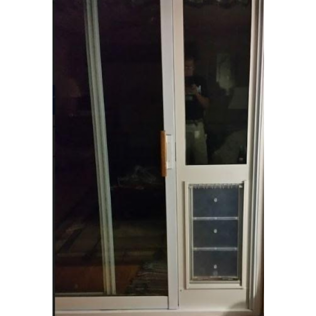 sliding glass dog door panel insert extension.