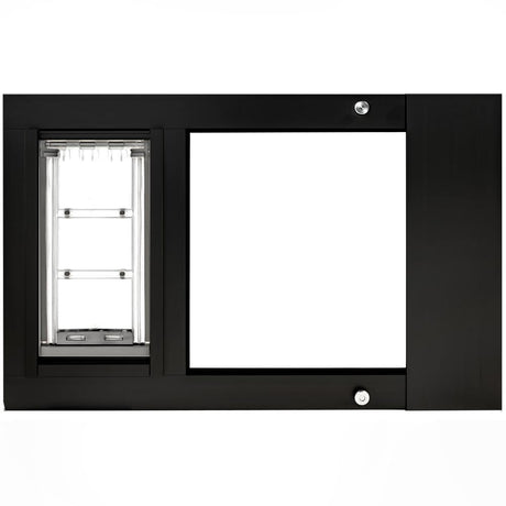 sash window pet door in black