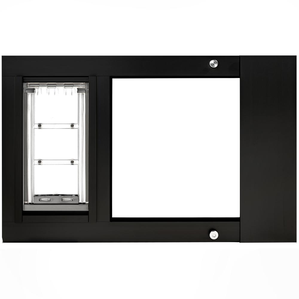sash window pet door in black