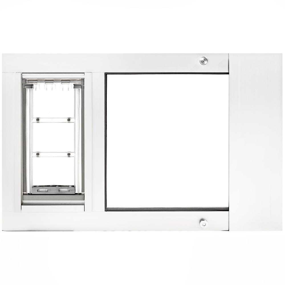 The Thermo Sash window dog door is aethsetically pleasing and build to last. It comes in a variety of sizes to fit many animals.