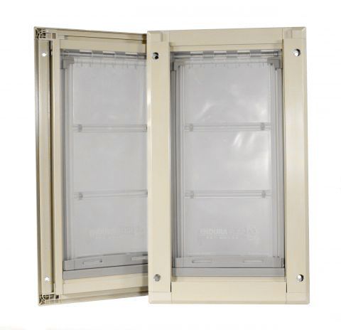 set of the tan endura flap kennel pet doors